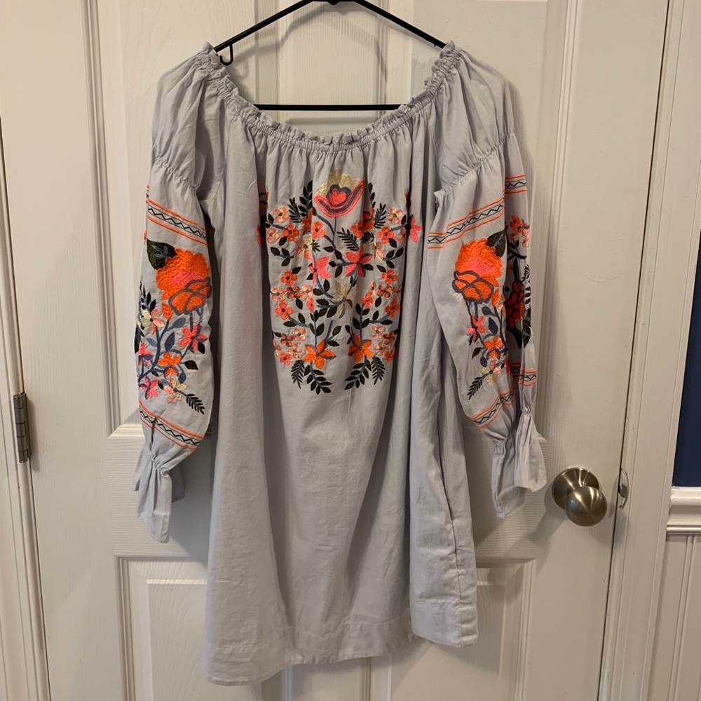 Embroidered Free People Mini Dress